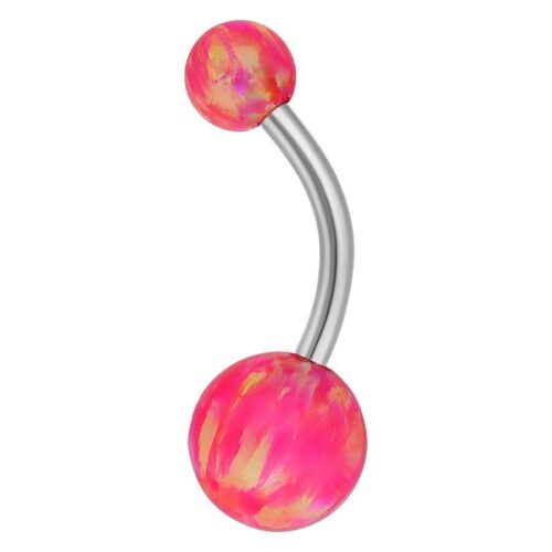 Bauchnabel Bananabell mit Light Hot Pink synthetischem Opal, 8mm