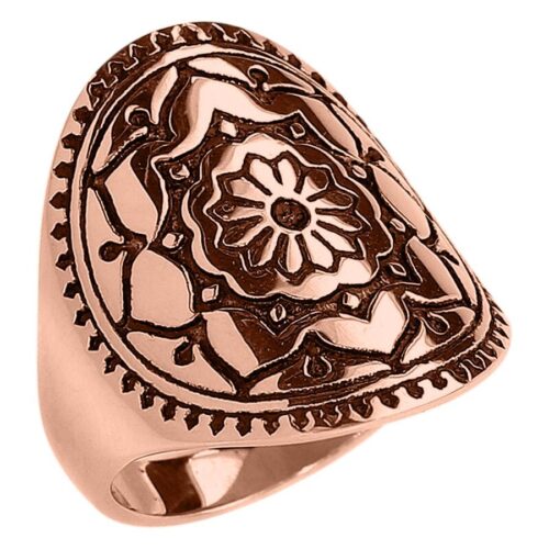 Mandala Ring aus Roségold mit 18,0 mm Größe auf weißem Hintergrund