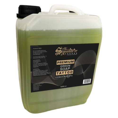 Grüner 5L Kanister Premium Green Soap mit schwarzem Etikett