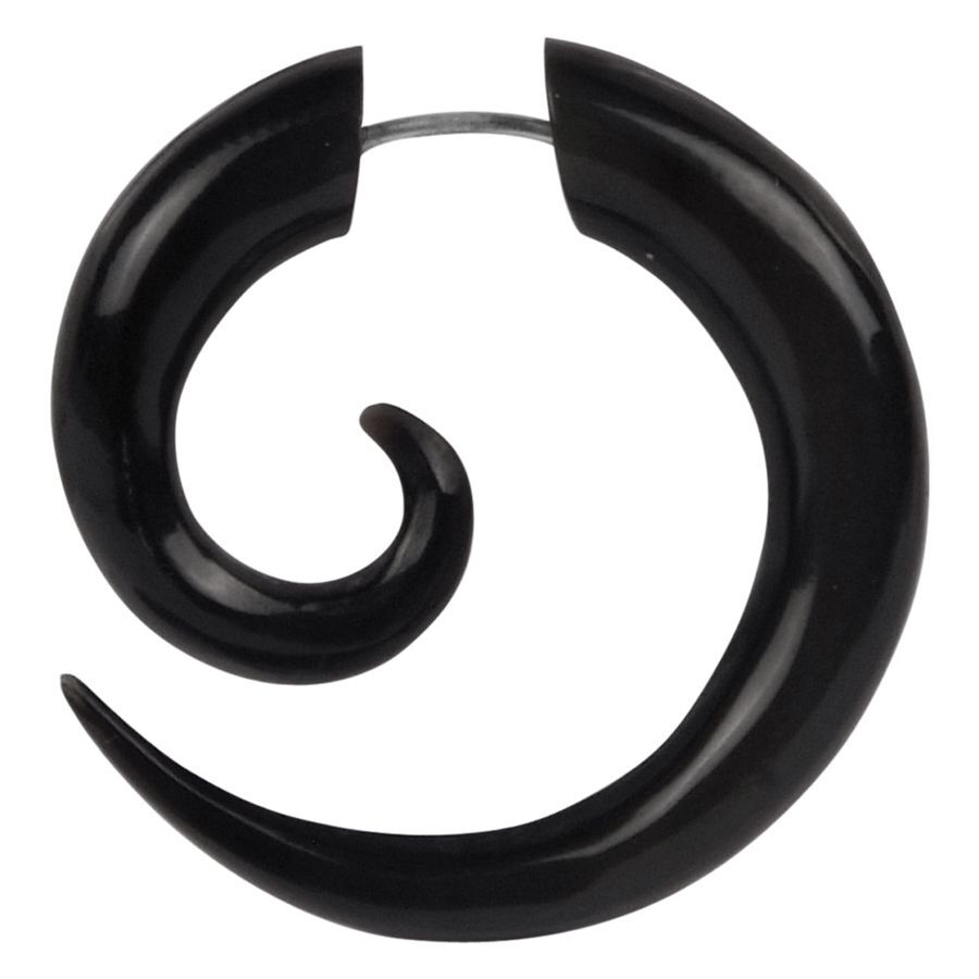 Schwarze Buffalo Horn Spiral 1,2 mm auf weißem Hintergrund