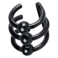 Dreifacher schwarzer Ohrstecker aus Chirurgenstahl mit Kugeln