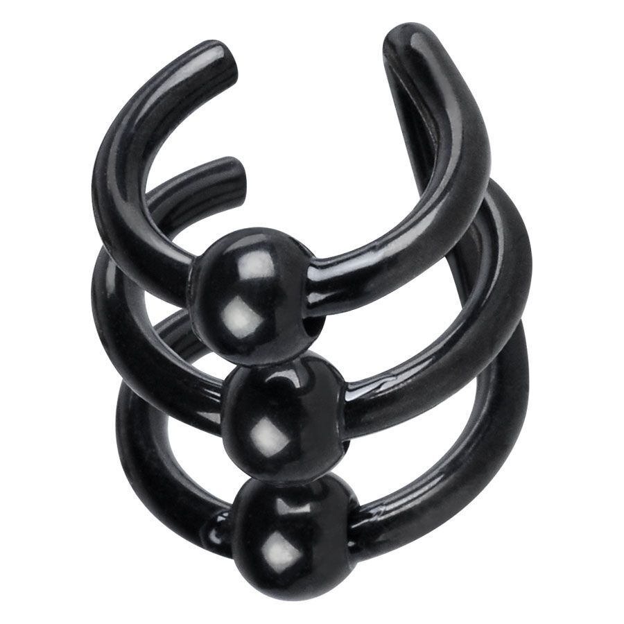 Dreifacher schwarzer Ohrstecker aus Chirurgenstahl mit Kugeln