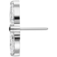 Silberner Kristall Lotus Aufsatz in seitlicher Ansicht auf weißem Hintergrund