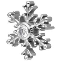 Silberner Schneeflocken-Piercingaufsatz mit klarem Kristall auf weißem Hintergrund