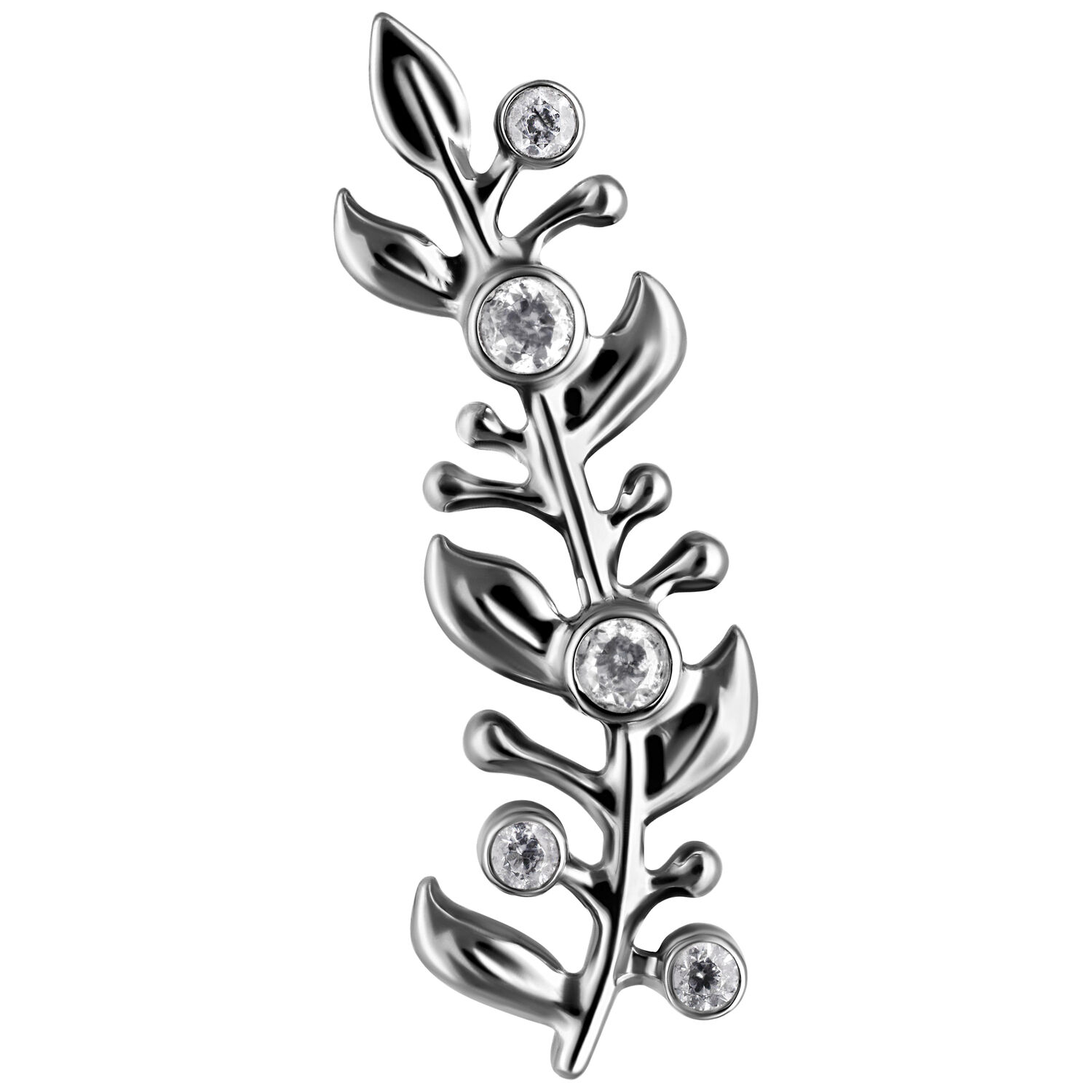 Silberner Titan Aufsatz mit klaren Kristallen auf weißem Hintergrund