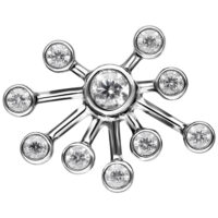 Silberner Push Fit Aufsatz mit kristallklaren Steinen auf weißem Hintergrund