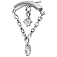 Silberner Helix Aufsatz mit doppeltem Kristall und Kettenanhänger