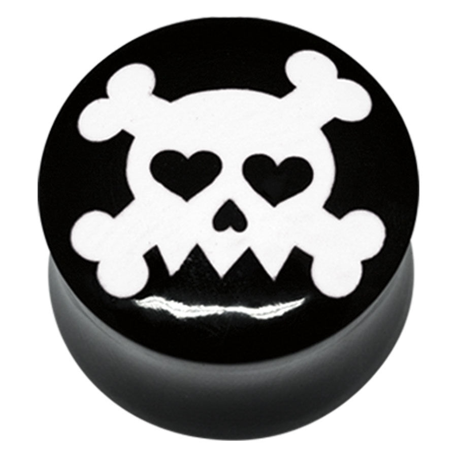 Buffalo Horn White Skull On Black Plug