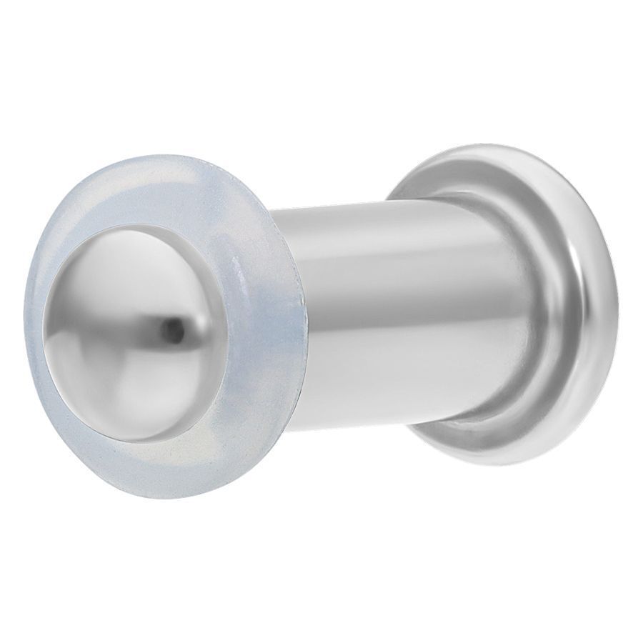 Silberner Bullet Retainer Piercing 8,0 mm auf weißem Hintergrund