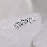 Silberner Titan Aufsatz mit kristallklaren Steinen auf weißem Hintergrund