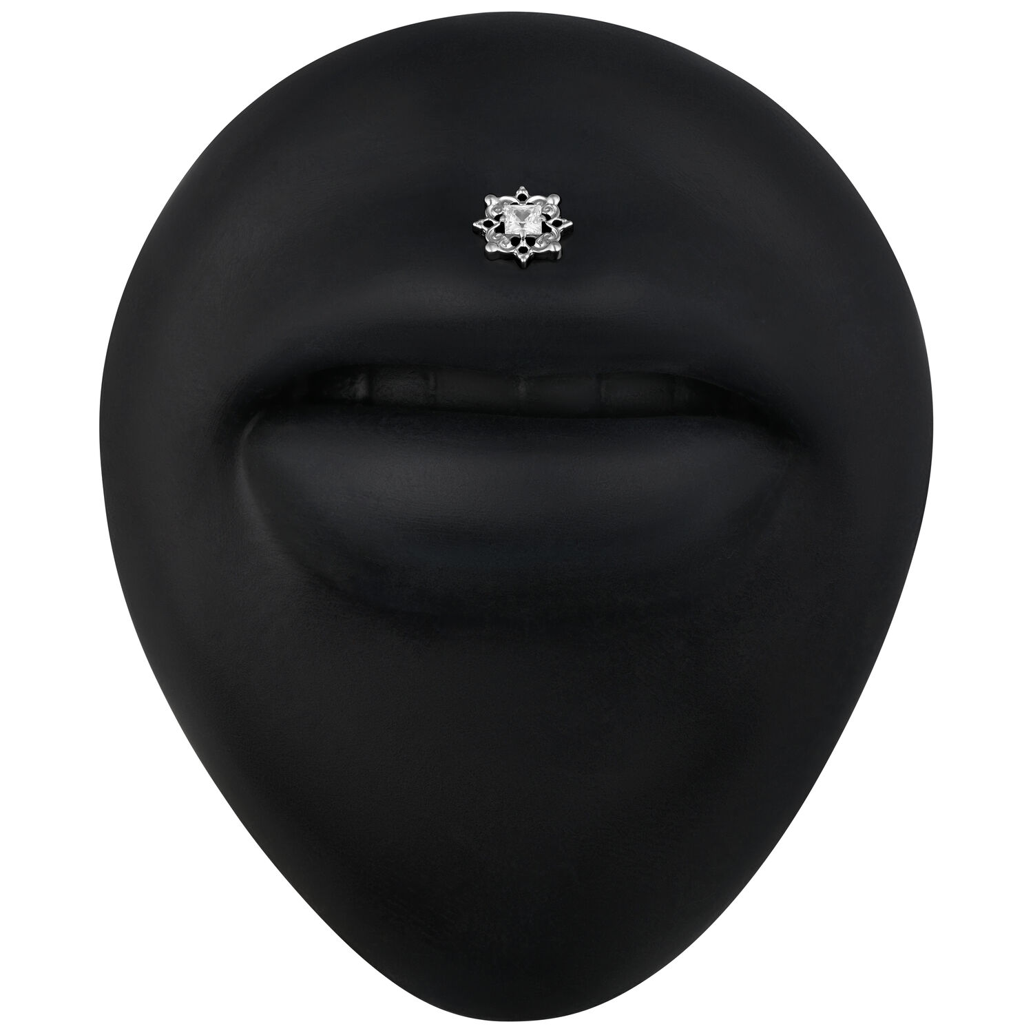 Silberner Kristall Aufsatz auf schwarzem Hintergrund