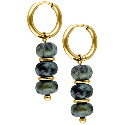 African Turquoise Bubble Hoops (Pair) - Golden Metal