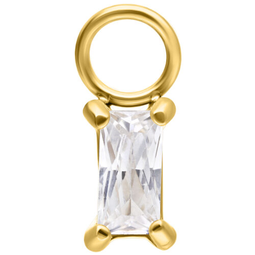 Crystal Baguette Pendant - Golden Metal