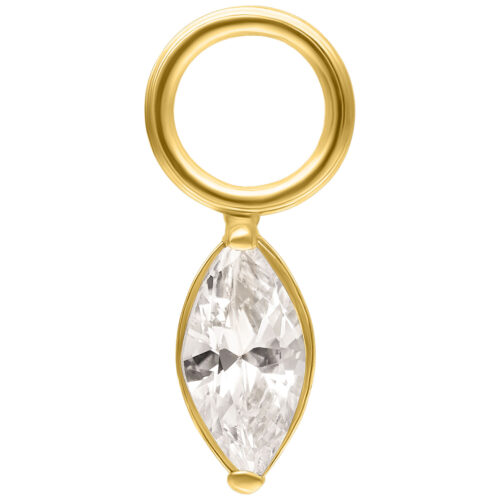 Navette Crystal Pendant - Golden Metal