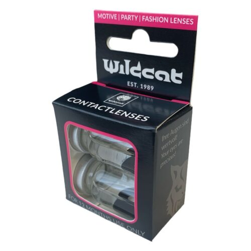 Verpackung von Wildcat Black Eye Kontaktlinsen mit Sichtfenster