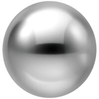 Silberne Titankugel für Push Fit Labrets auf weißem Hintergrund