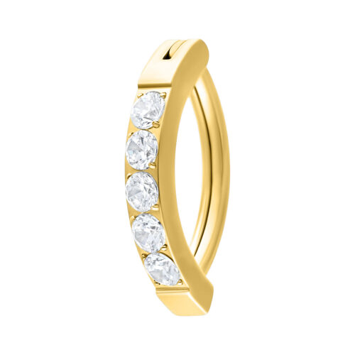 Clicker ombelico cristalli titanio - Golden Metal