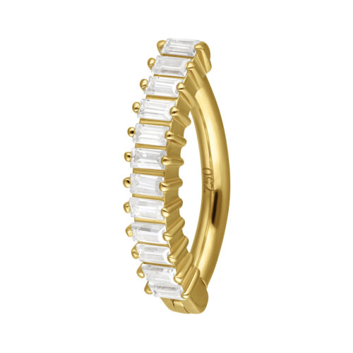 18K Moissanit Baguette Crystal Belly Arch Clicker