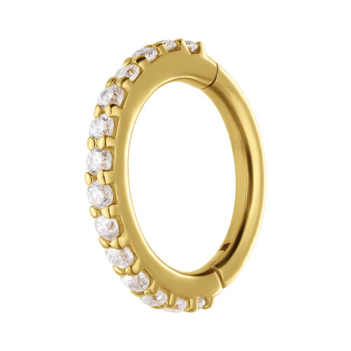 14K Moissanit Crystal Row Hinged Ring
