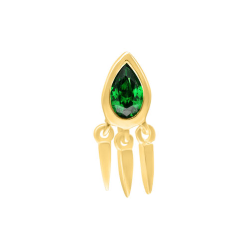 Push Fit Crystal Green Emerald Attachment for Bioplast - Golden Metal