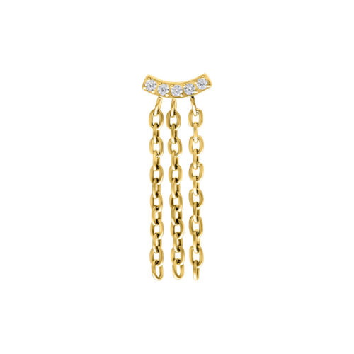 Push Fit Crystal Bar Chain Attachment - Golden Metal