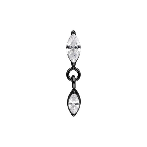 Push Fit Oval Crystal Drop Attachment - Black Metal