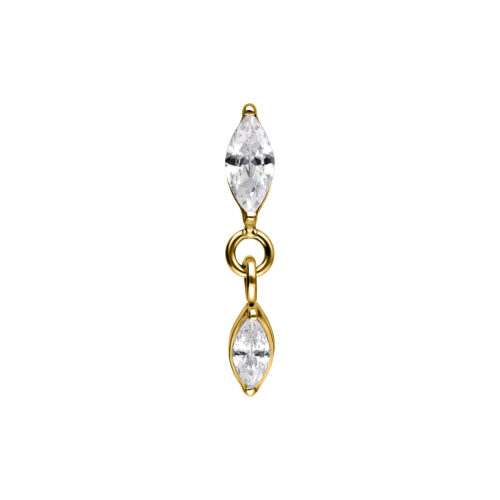 Push Fit Oval Crystal Drop Attachment - Golden Metal