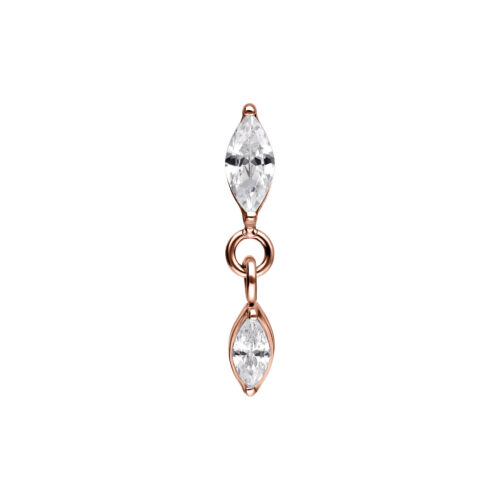 Push Fit Oval Crystal Drop Attachment - Rosegold