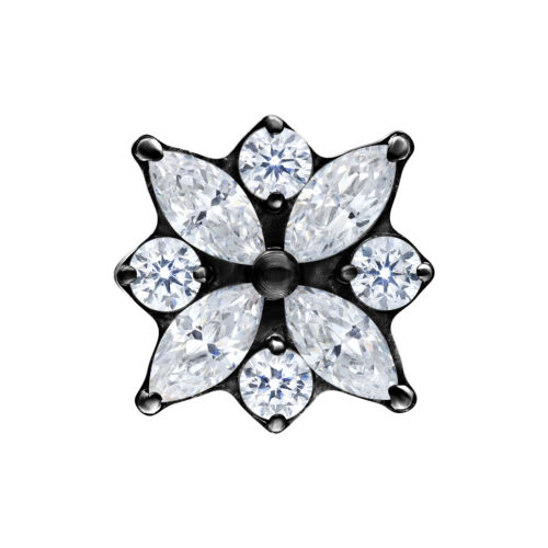 Push Fit Crystal Blossom Attachment - Black Metal