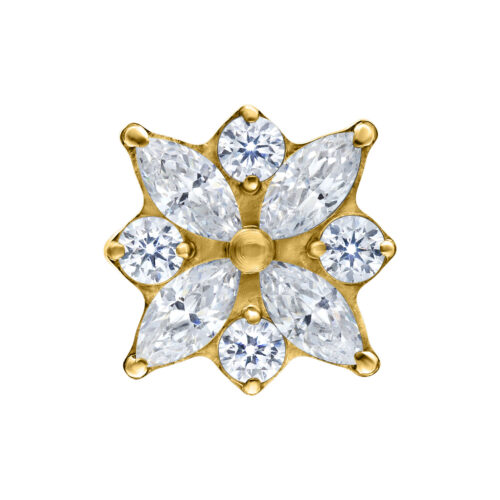 Push Fit Crystal Blossom Attachment - Golden Metal
