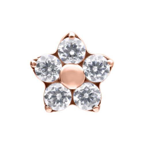 Push Fit Multi Jewelled Flower Attachment - Rosegold