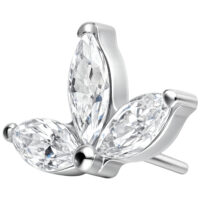 Silberner Lotus-Aufsatz mit klaren Kristallen auf weißem Hintergrund