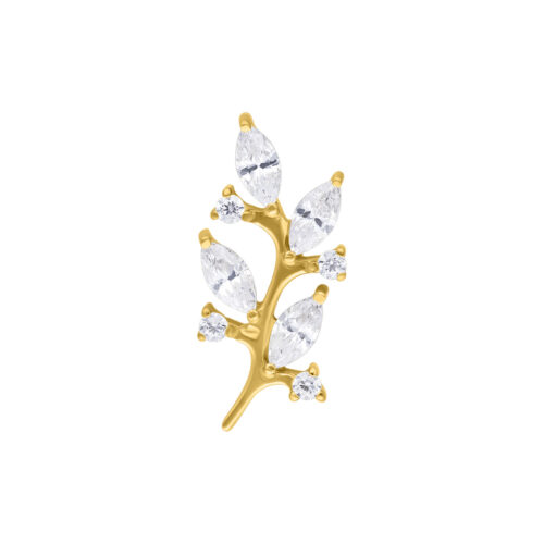 Push Fit Lovely Crystal Leaf Attachment - Golden Metal