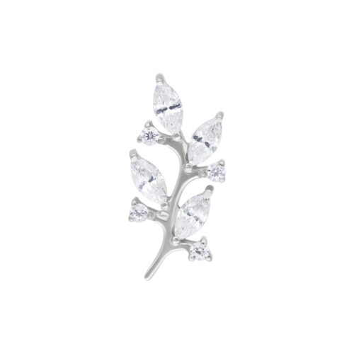 Push Fit Lovely Crystal Leaf Attachment - Silvercoloured Metal