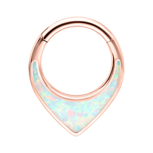 Chunky Synthetic Opal Septum Clicker - Rosegold