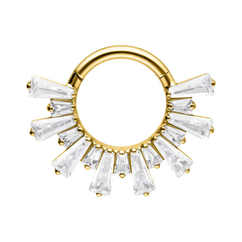 Crystal Sunray Septum Clicker - Golden Metal