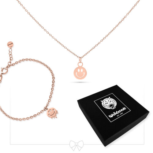 Little Smiley Bracelet with Necklace Set - Rosegold